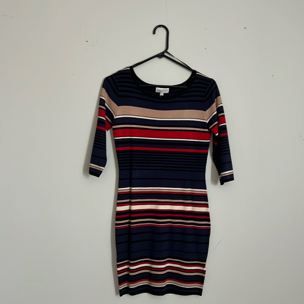 NWT Fitted, striped dress with sleeves